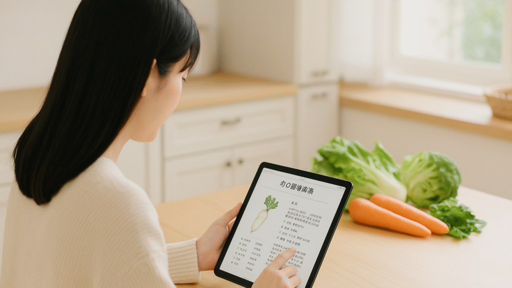 旬の野菜を"薬膳×栄養学"の視点で学べるオンライン辞典つき